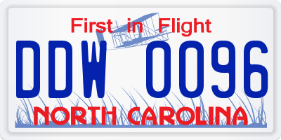 NC license plate DDW0096