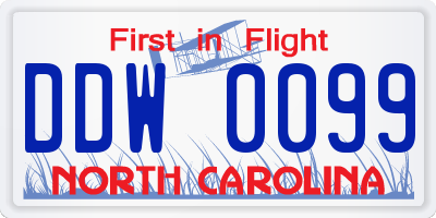 NC license plate DDW0099