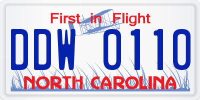 NC license plate DDW0110