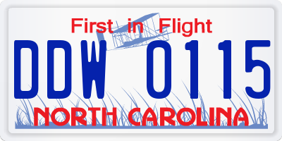 NC license plate DDW0115