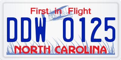 NC license plate DDW0125