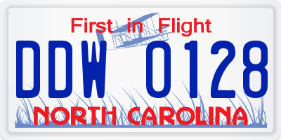 NC license plate DDW0128
