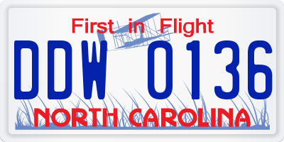 NC license plate DDW0136