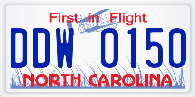 NC license plate DDW0150