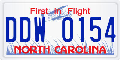 NC license plate DDW0154