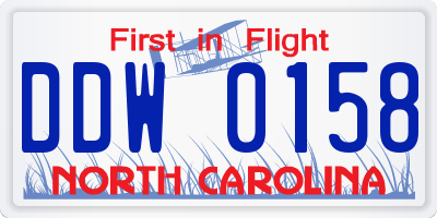 NC license plate DDW0158