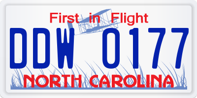 NC license plate DDW0177