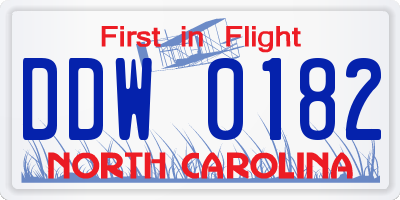NC license plate DDW0182