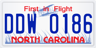 NC license plate DDW0186