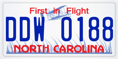 NC license plate DDW0188