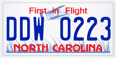 NC license plate DDW0223
