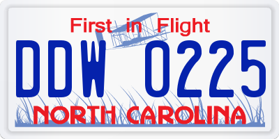 NC license plate DDW0225
