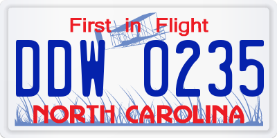 NC license plate DDW0235