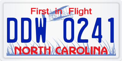 NC license plate DDW0241