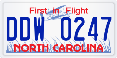 NC license plate DDW0247