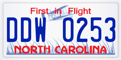 NC license plate DDW0253