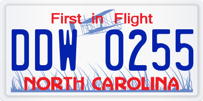 NC license plate DDW0255