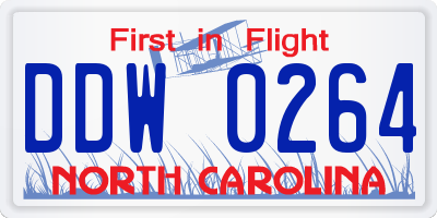 NC license plate DDW0264