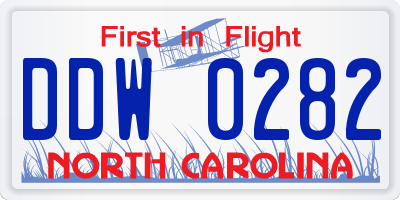 NC license plate DDW0282