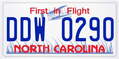NC license plate DDW0290