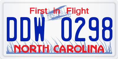 NC license plate DDW0298