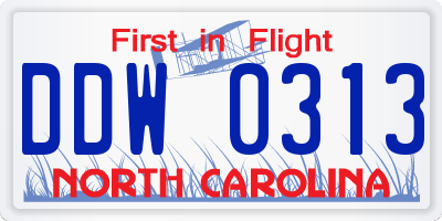NC license plate DDW0313