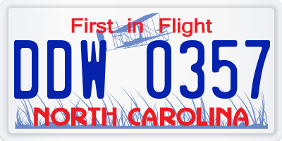 NC license plate DDW0357