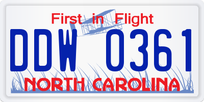 NC license plate DDW0361