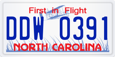 NC license plate DDW0391