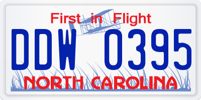 NC license plate DDW0395