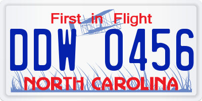 NC license plate DDW0456