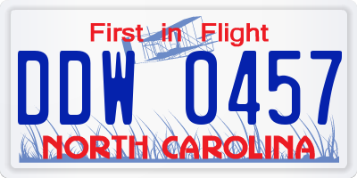 NC license plate DDW0457