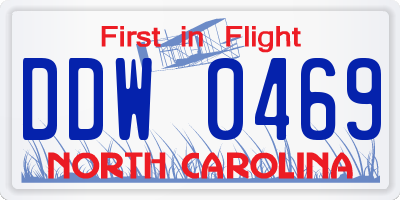 NC license plate DDW0469