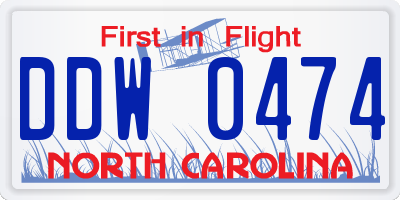 NC license plate DDW0474