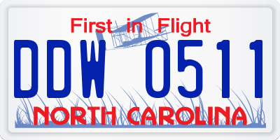 NC license plate DDW0511