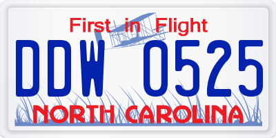 NC license plate DDW0525
