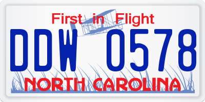NC license plate DDW0578