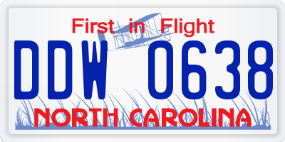 NC license plate DDW0638