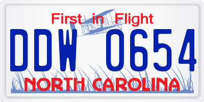 NC license plate DDW0654