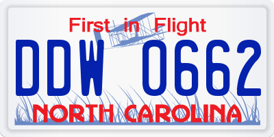 NC license plate DDW0662