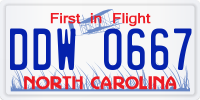 NC license plate DDW0667