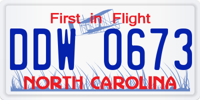 NC license plate DDW0673
