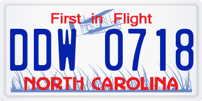 NC license plate DDW0718