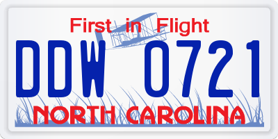 NC license plate DDW0721
