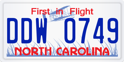 NC license plate DDW0749