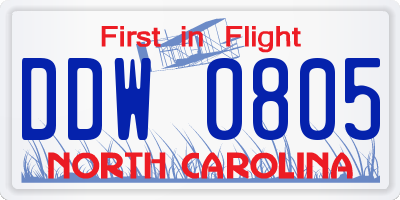 NC license plate DDW0805