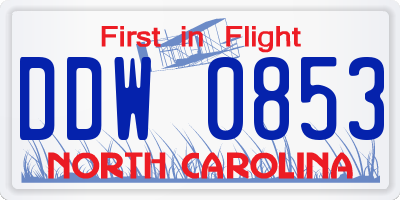 NC license plate DDW0853