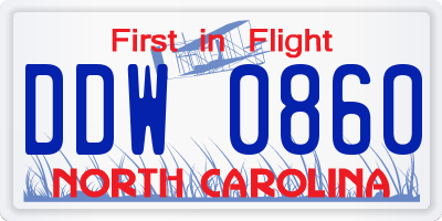 NC license plate DDW0860