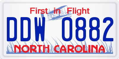 NC license plate DDW0882