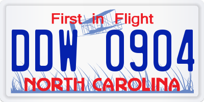 NC license plate DDW0904
